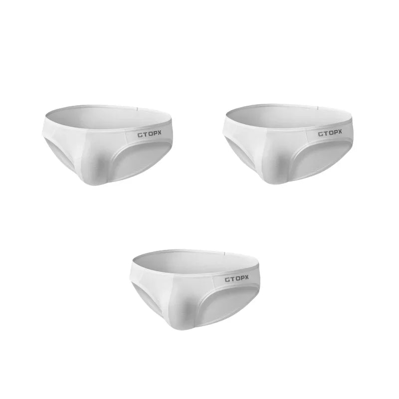 3Pack Mens Underpants Low Waist Briefs U Convex Bag Moisture-wicking Comfortable Sexy Mens Bikini
