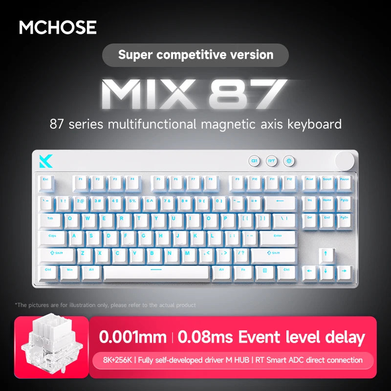 MCHOSE MIX87 Wired Gaming Keyboard Magnetic Swtich Keyboard 8K+256K Esport 0.08ms Low Latency E-Sports Custom Gamer Accessories
