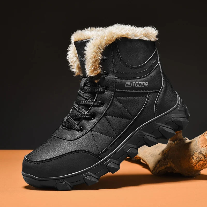 2024 New Winter men boots  Slippers Warm Men Shoes Waterproof Non-Slip Plush Sneakers Male  leather Boots Plus size  48