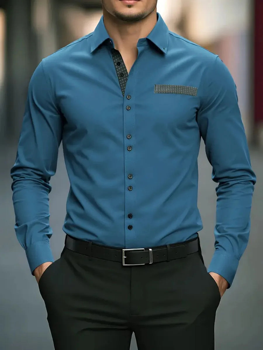 18 colors of new men's solid-color casual business shirts for office, long-sleeved, comfortable fabric, large size, fast shippin