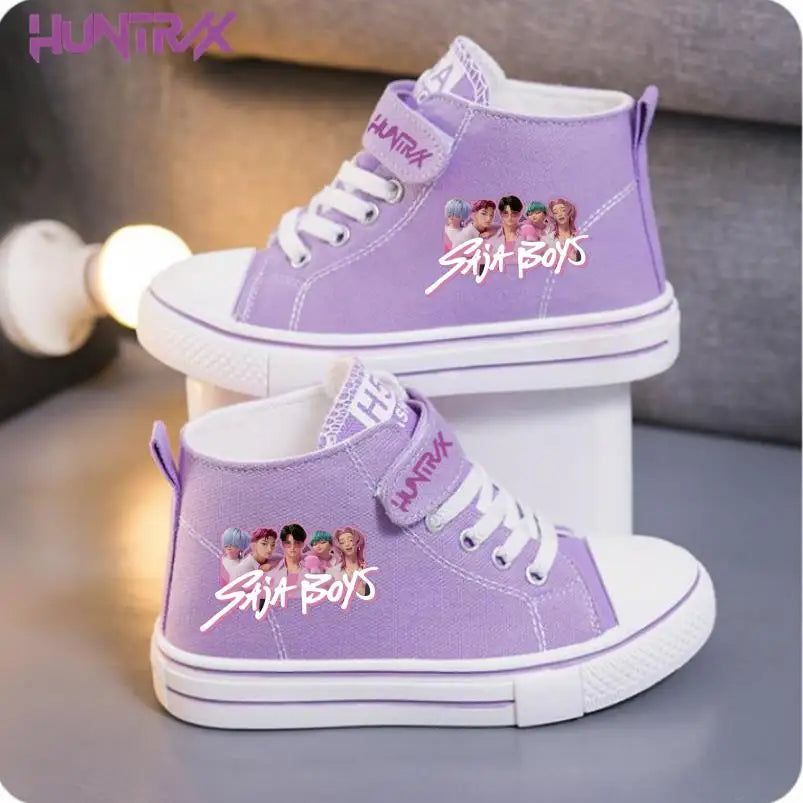 New KPop Demon Hunters Rumi Children's Canvas Shoes For Girls Boys High Top Shoes  Kids Sneakers Casual Tennis Shoes 23-36 Size