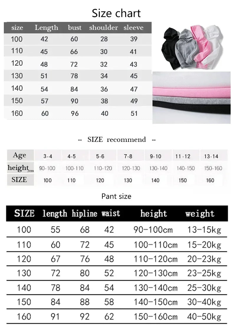 Kids 2pcs Hoodie Pants Tracksuit Set Letter Print Leisure Streetwear Spring Autumn Clothing for Boys And Girls 3-13 Years