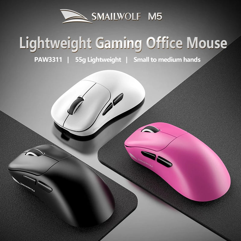 SMAILWOLF M5 Bluetooth Wireless Mouse Gaming Laptop Desktop E-Sports Lightweight PAW3311 Wired Magnetic Charging