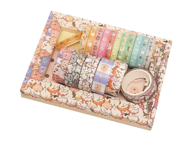18 pcs/set Kawaii Animals Face Cartoon Washi Tape Set Masking Tapes Scrapbooking Diy Journal Stationery School Supplies Gift