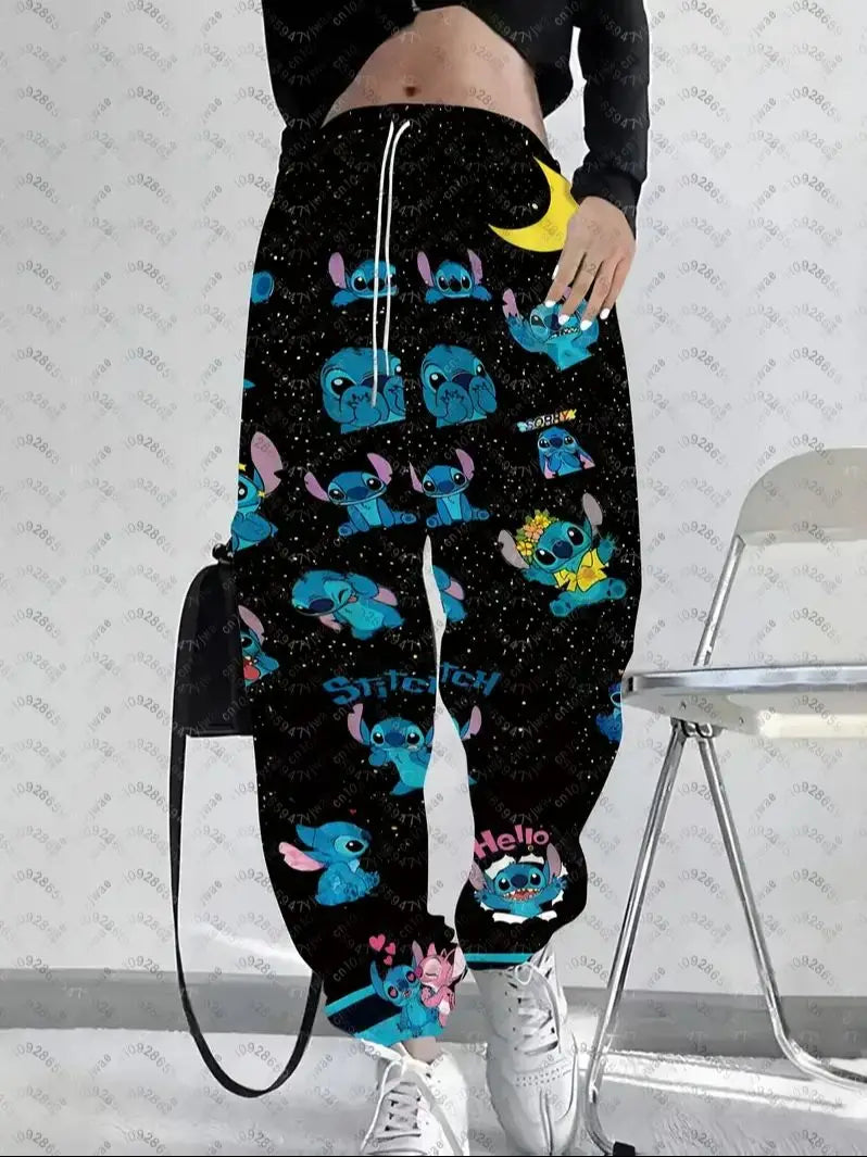 Cartoon Stitch Women's Casual Jogger Pants Pink Casual Pants Spring/Summer Outdoor Men's Long Pants Trousers