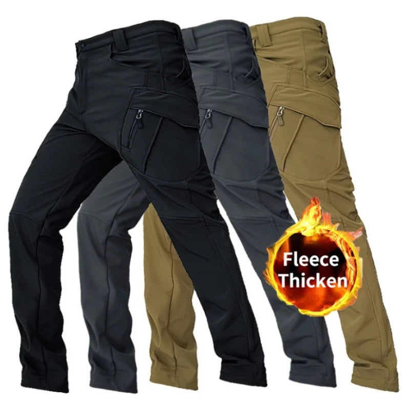 Men's Fleece Lined Winter Warm Tactical Pants Waterproof Hiking Casual Thermal Work Cargo Pants Insulated Skiing Outdoor Sports