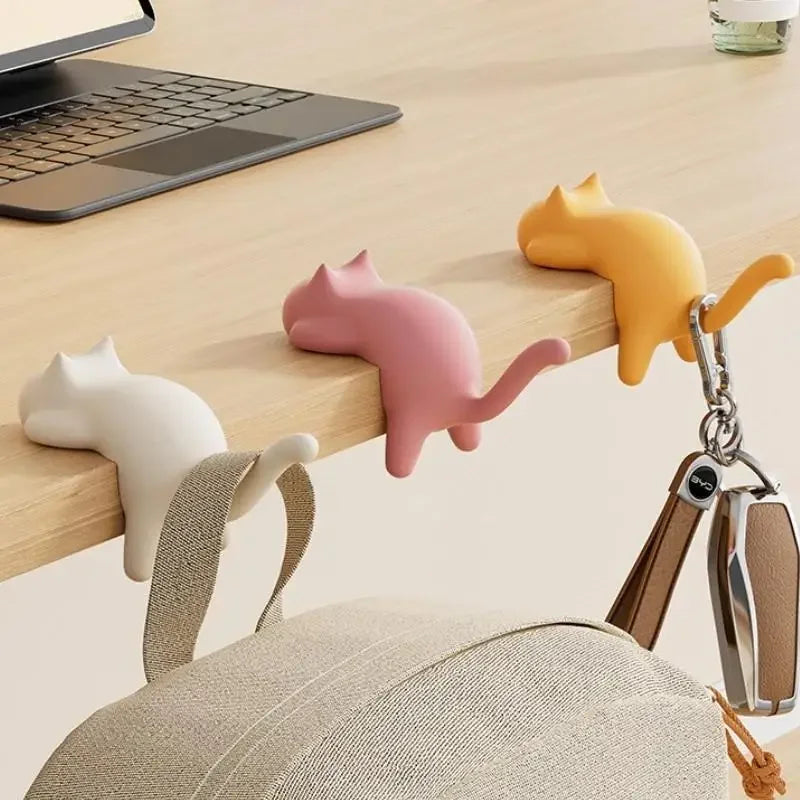 Cute Cat Bag Hook Portable Table Hook Handbag Backpack Organizer Holder for Home Office Desk Side Decor Travel Bag Hanger