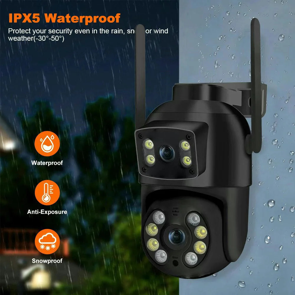 8MP 4K PTZ Wifi Camera with Dual Lens Dual Screens AI Human Detection Wireless Outdoor CCTV Security IP Camera