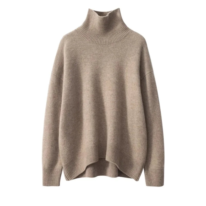 2024 Autumn and Winter New Thick Cashmere Sweater Women High Neck Pullover Sweater Warm Loose Knitted Base Sweater Jacket Tops