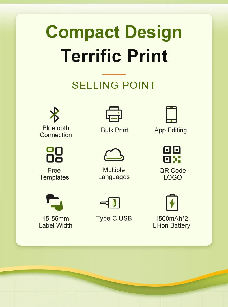 DETONGER DP27S 2inch Mini Thermal Printer No Ink Wireless Connect Compatible iOS Android for Home&Office Cable Sticker Printer