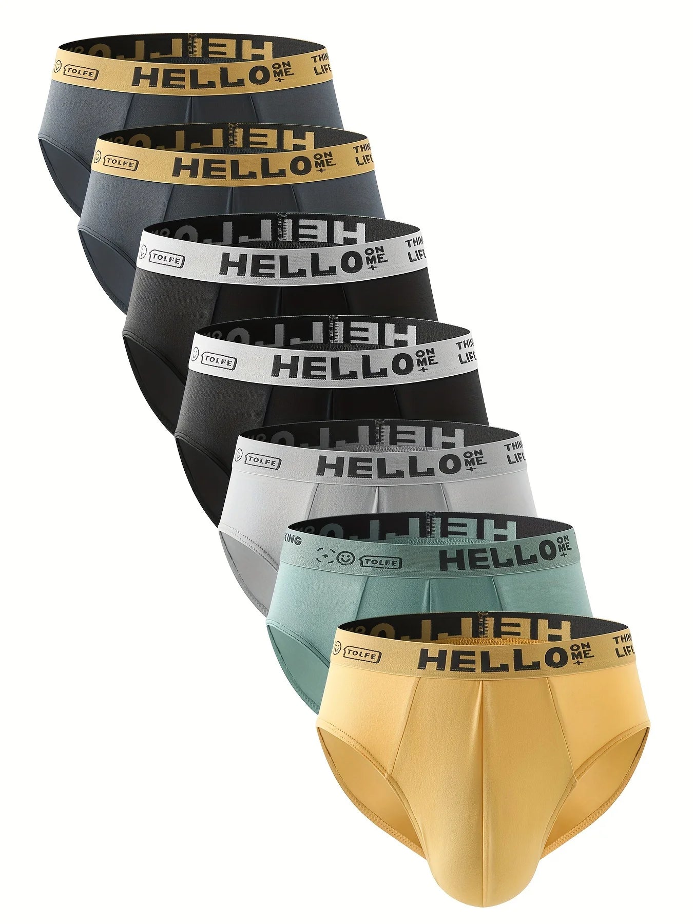 7-Pack Men's Milk Silk Briefs - “HELLO” Waistband, Colorful Set