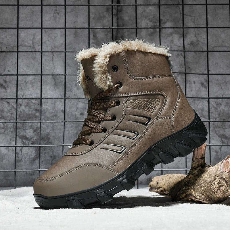 2024 New Winter men boots  Slippers Warm Men Shoes Waterproof Non-Slip Plush Sneakers Male  leather Boots Plus size  48