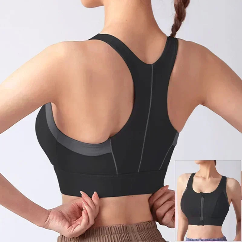 Cloud Hide Front Zipper Sports Bra Women Underwear Push Up Yoga Crop Top Bras Solid Athletic Vest Gym Fitness Shirt Sportswear