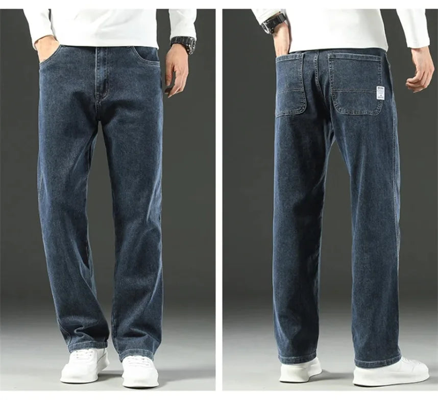 2025 New Spring and Autumn Men's Jeans, Loose, Comfortable, Straight, Business Casual, Versatile Wide-leg Business Trousers