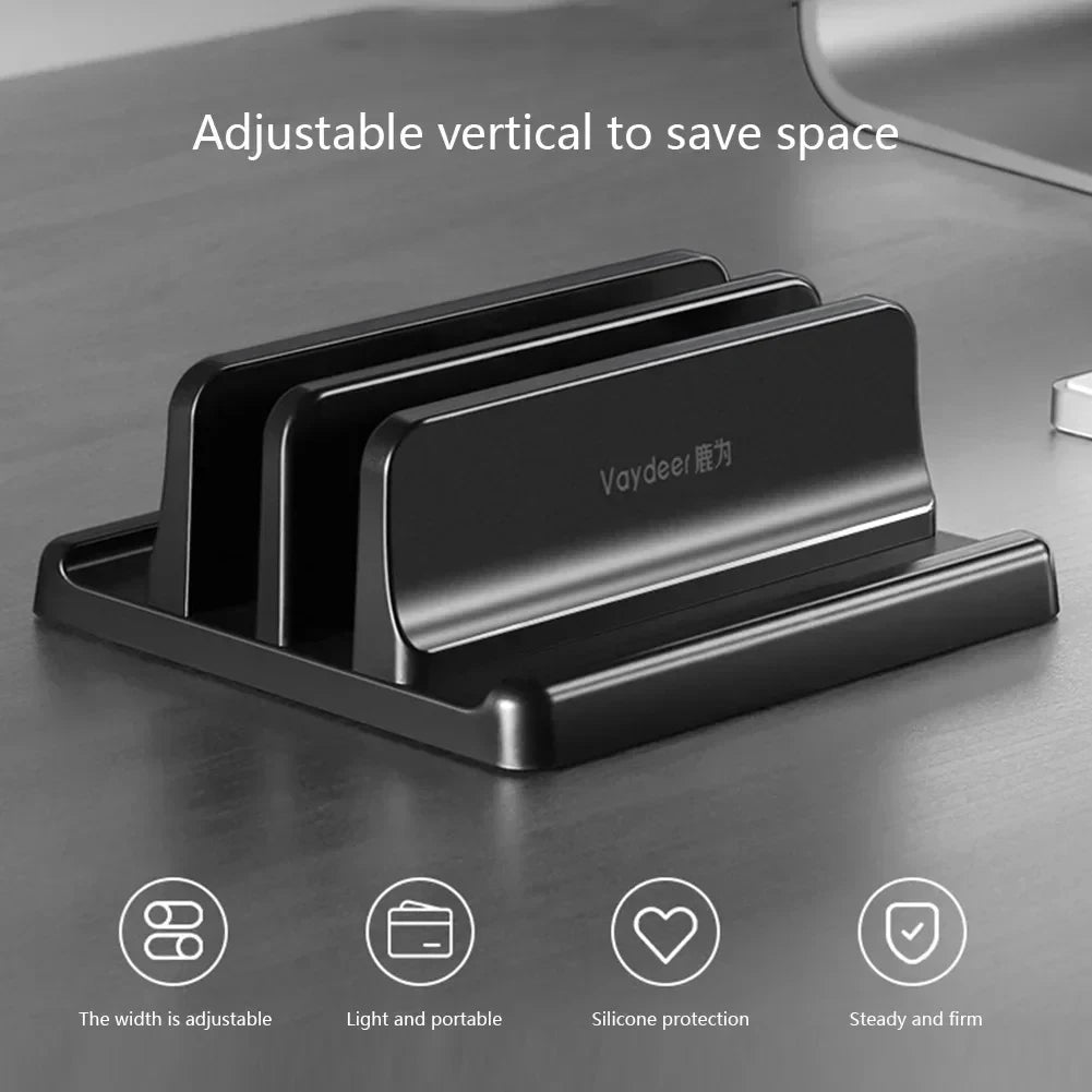 1pc Vertical Laptop Stand Adjustable Portable Tablet Phone Holder Plastic Desktop Laptop Storage Rack Space Save Accessory