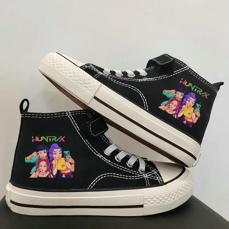 New Kpop Demon Hunter Children's Canvas Shoes Kids Sneakers Boys Girls Fashion Canvas Shoe Cartoon Print Breathable Casual Shoes