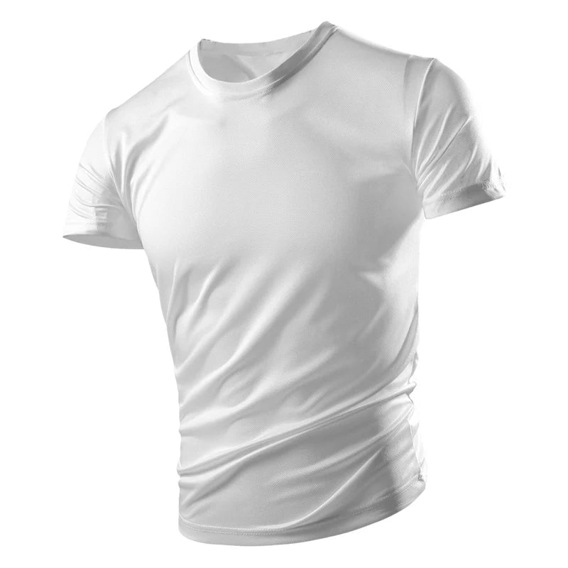 New Summer Men's And Women's Half-sleeved Ice Silk Breathable Sports Fitness Sweat-absorbing Quick-drying Short-sleeved T-shirt