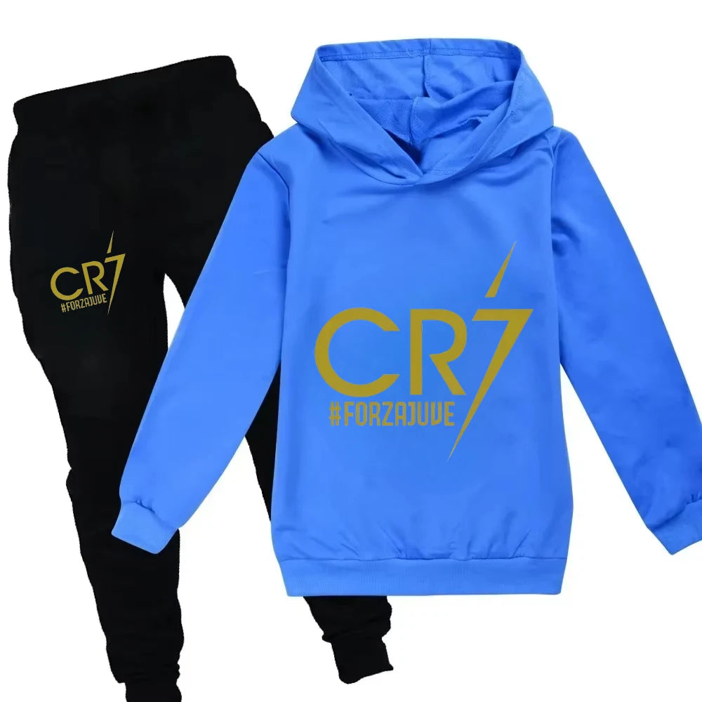 3-12 Years Kid's Clothes Hoodie +Pants Suit 2pcs Set Boy Tracksuit Spring Autumn Sweatshirt Set Football CR7 Children Sportsuit