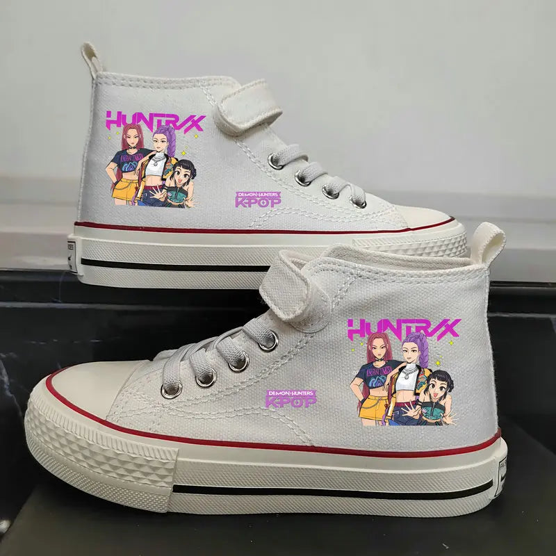 New Kpop Demon Hunter Children's Canvas Shoes Kids Sneakers Boys Girls Fashion Canvas Shoe Cartoon Print Breathable Casual Shoes