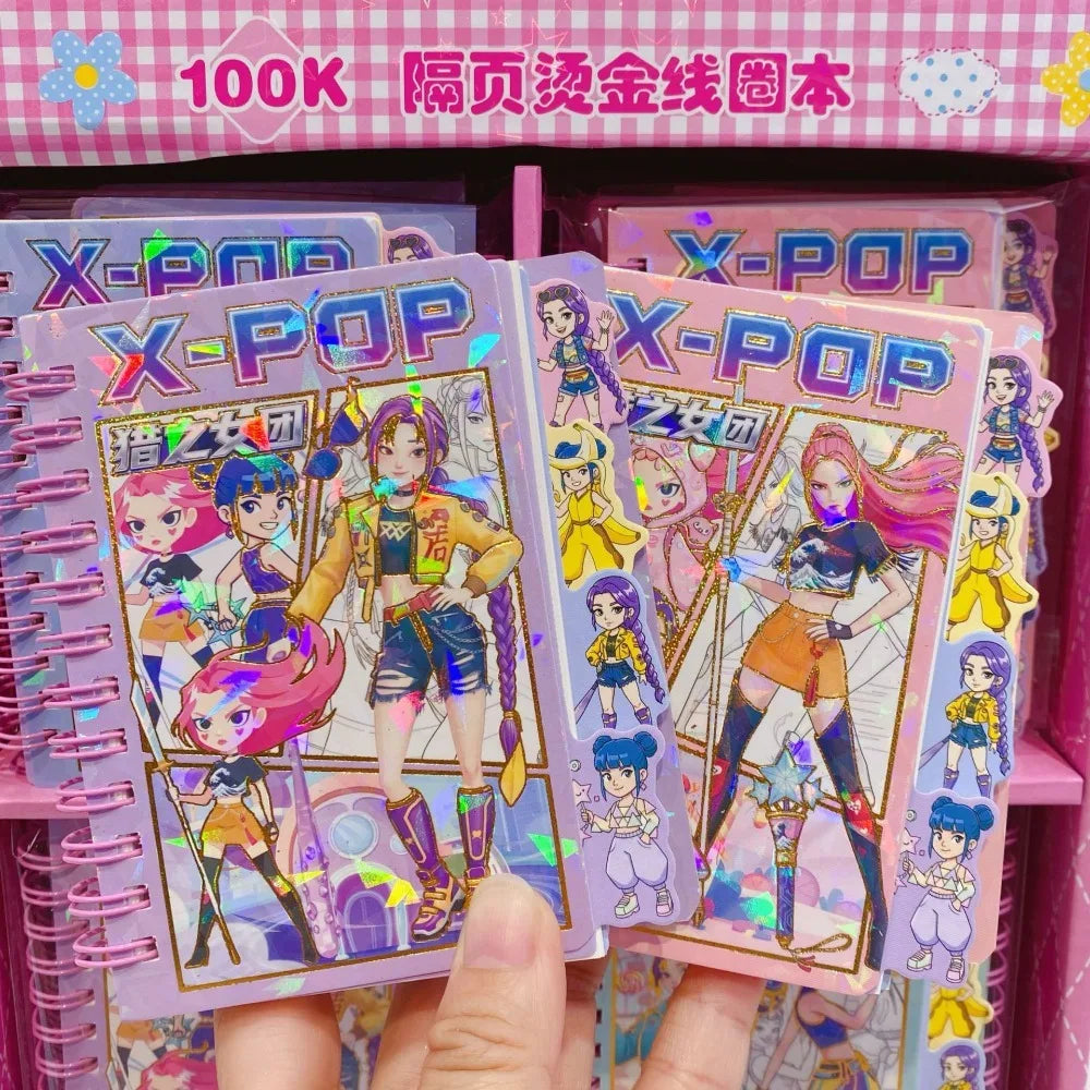 1/4PCS Kpop Demon Hunters Golden Notebook Rumi Mira Zoey Binder Cartoon Anime  Stationery Supplies Back To School Gifts %^$