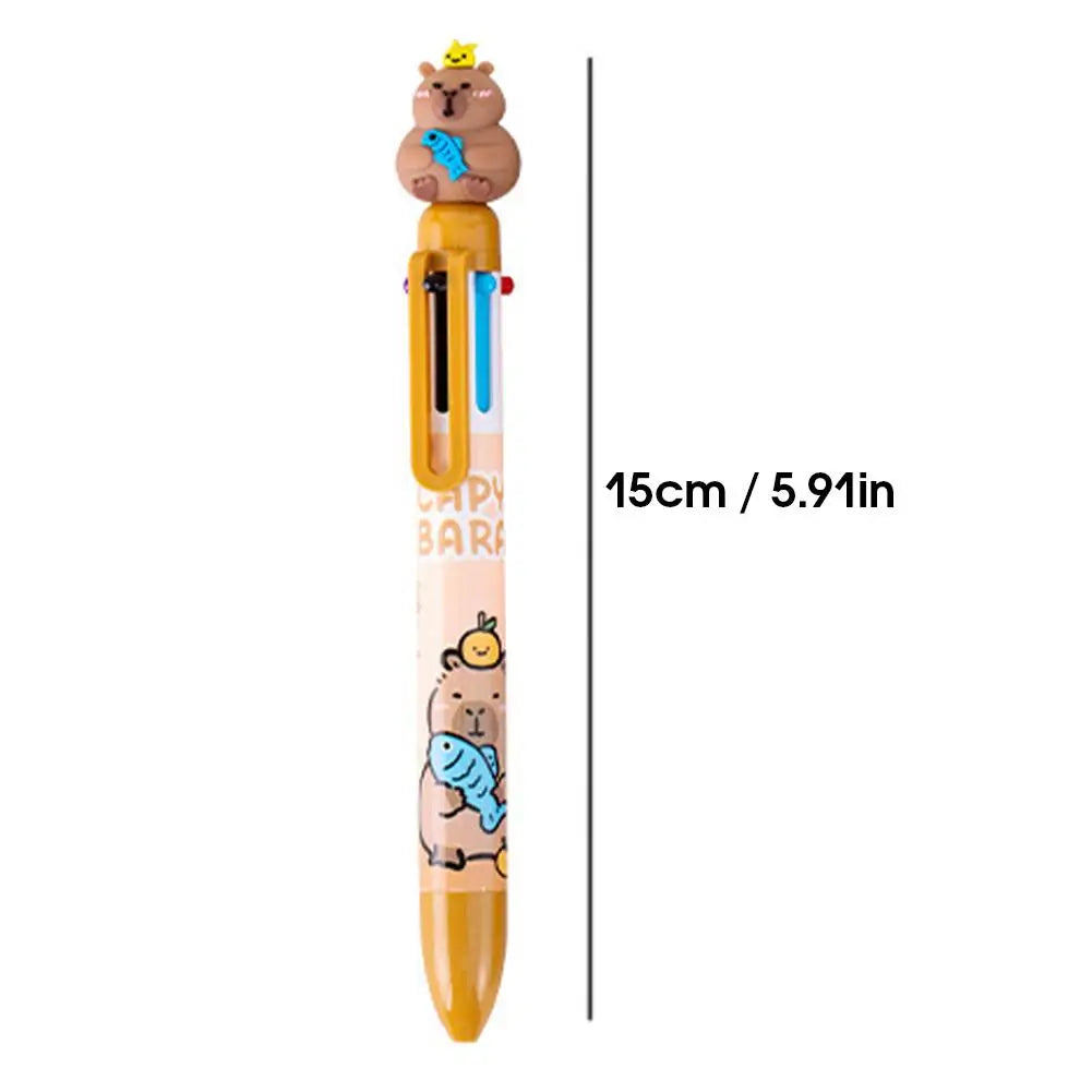 Kawaii Capybara Multicolor Pen 0.5mm Colorful Ink Pen Cute Cartoon Ballpoint Pen School Office Supplies Student Stationery Gifts