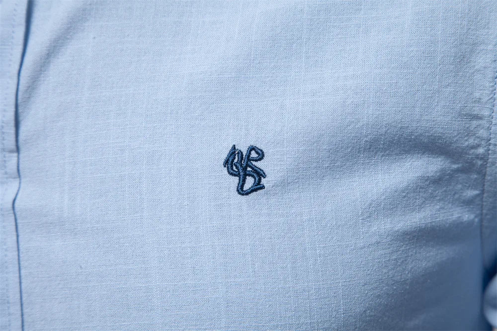 Autumn New 100% Cotton Social Shirt Men Solid Color Long Sleeve High Quality Shirt for Men Stand-up collar Casual Men's Shirts