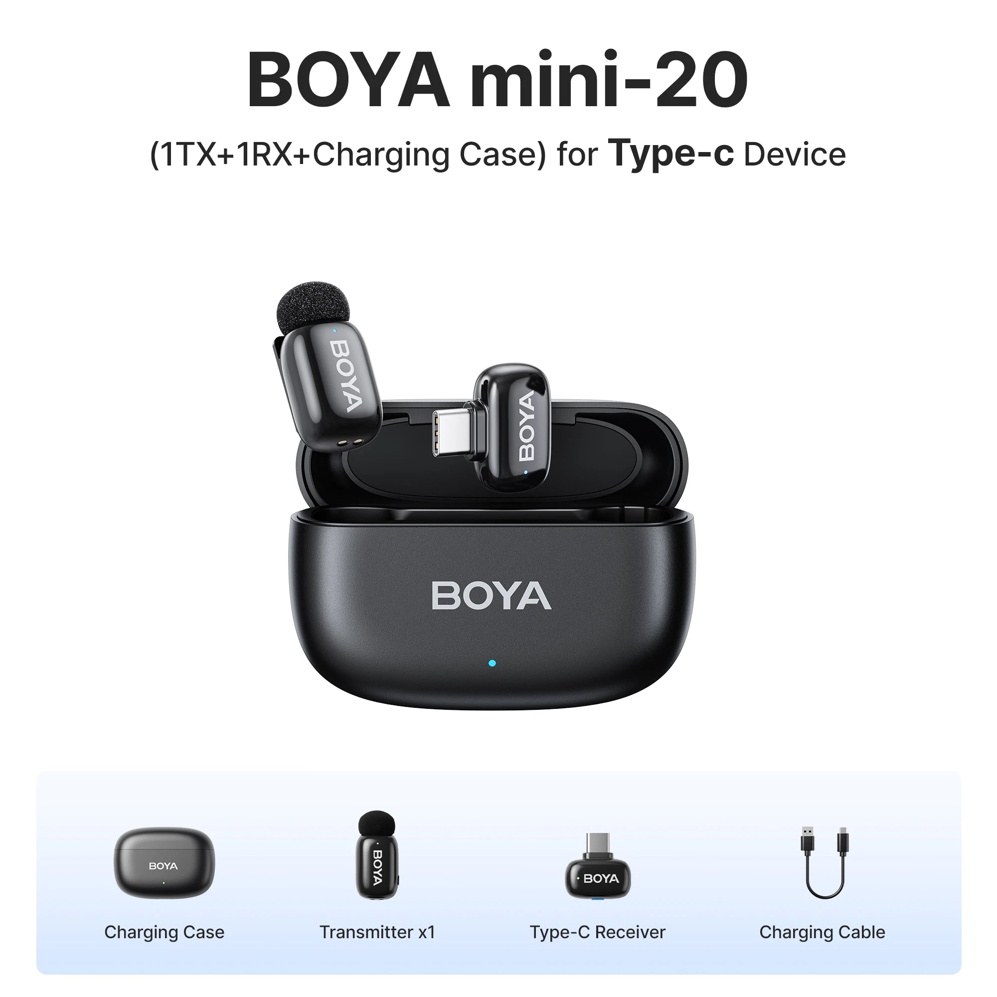 BOYA BOYA Mini Wireless Lavalier Lapel Microphone for iPhone iPad Android Type-C Phone Live Broadcast Audio Video Recording Vlog
