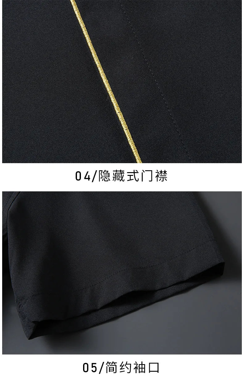 Upto 10XL Size Short Sleeve Embroidered Shirt Men's Casual Loose Oversized Black and White Short Sleeve Shirt Summer