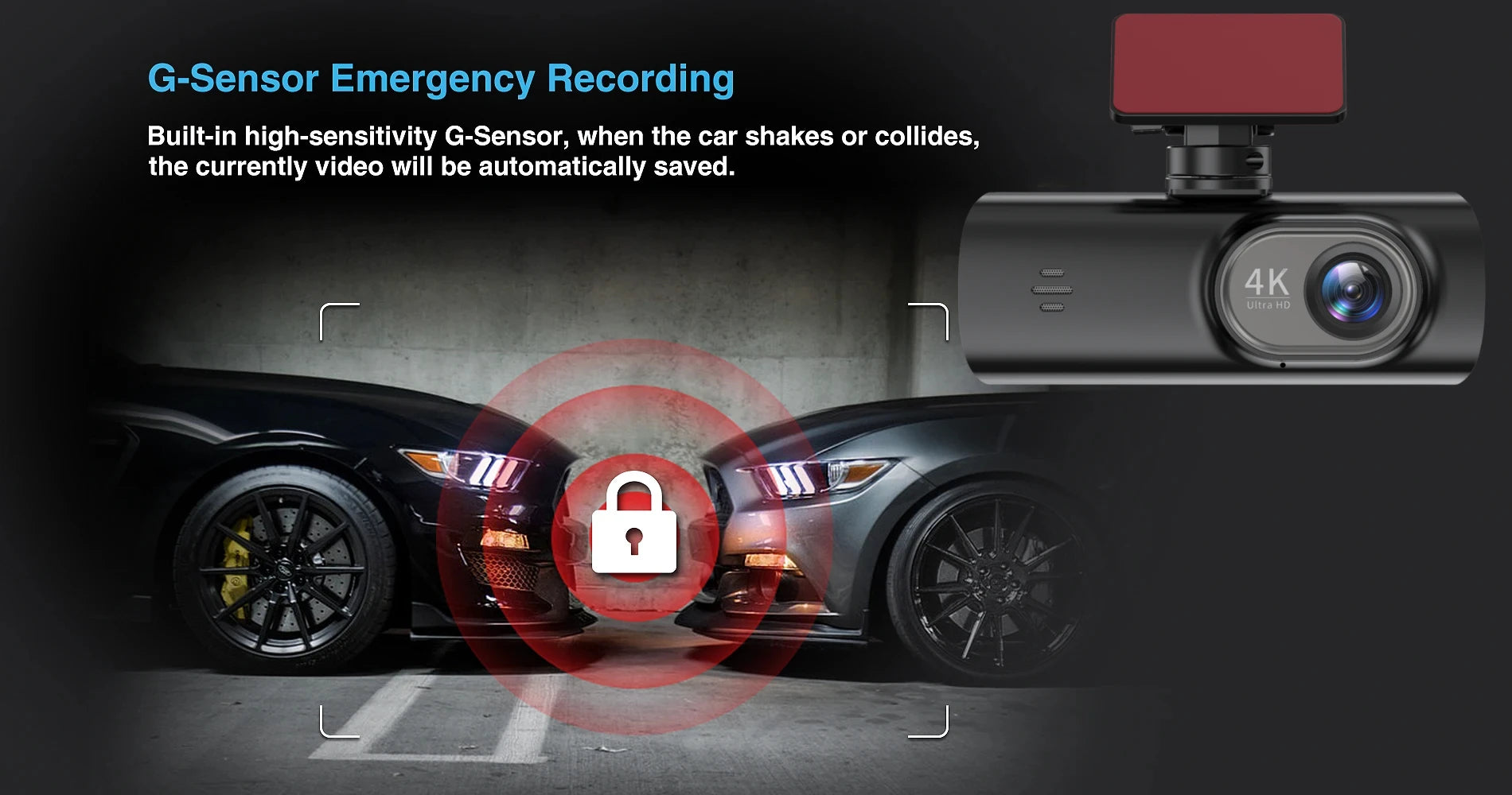 E-ACE Dash Cam 4K Car Video Recorder 170 ° Super Large Angle WIFI GPS 24H Parking Monitoring Car DVR 1080P Rear Camera Black Box