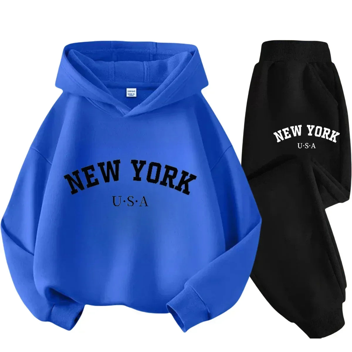 Children Hoodie Tracksuit Autumn Winter New York USA Letter Graphic Sweatshirt Pant Suit Baby Boy Girl Kid Sport Two Pieces Set