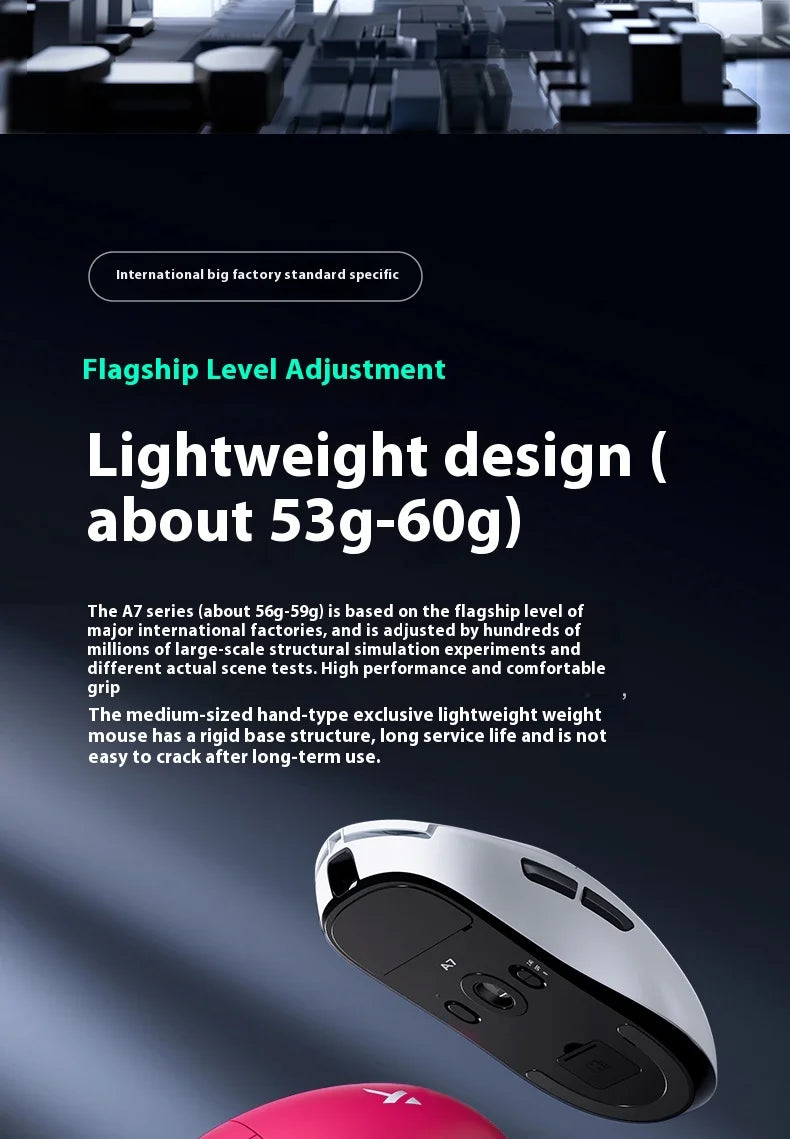 MCHOSE A7 Ultra Mouse Esports GamesThree Modes Pro Wireless Bluetooth PAW3395 Lightweight Laptop Office Mouse Support Ergonomics