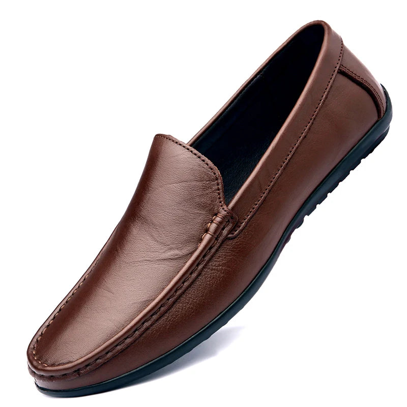 Men's Slip-on Shoes Men's Handmad Breathable Genuine Leather Dress Shoes Fashion Designer Classic Round Toe Soft Loafers mo-3275