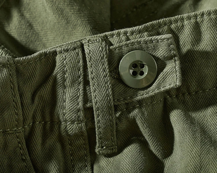 Amy Khaki n casual vintage cargo pants men's straight-leg casual pants cotton fishbone woven awl pants