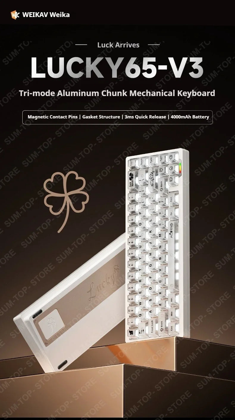 Weikav Lucky65 V3 Lucky65 V2 NUT65 Wireless Aluminum Mechanical Keyboard Kit 60% Bluetooth 2.4G Wired RGB Hotswap Gamer Keyboard