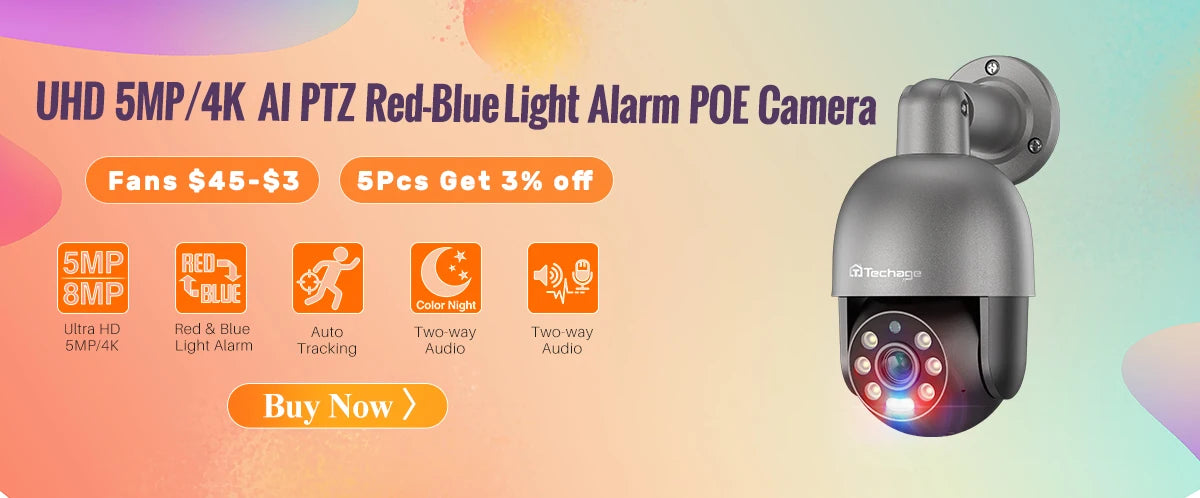 Techage HD 4MP AI POE IP Camera Two Way Audio IR Night Outdoor Waterproof CCTV Video Security Surveillance Camera For NVR Kit