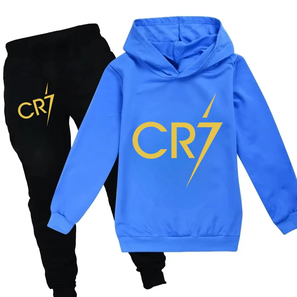 3-12 Years Kid's Clothes Hoodie +Pants Suit 2pcs Set Boy Tracksuit Spring Autumn Sweatshirt Set Football CR7 Children Sportsuit