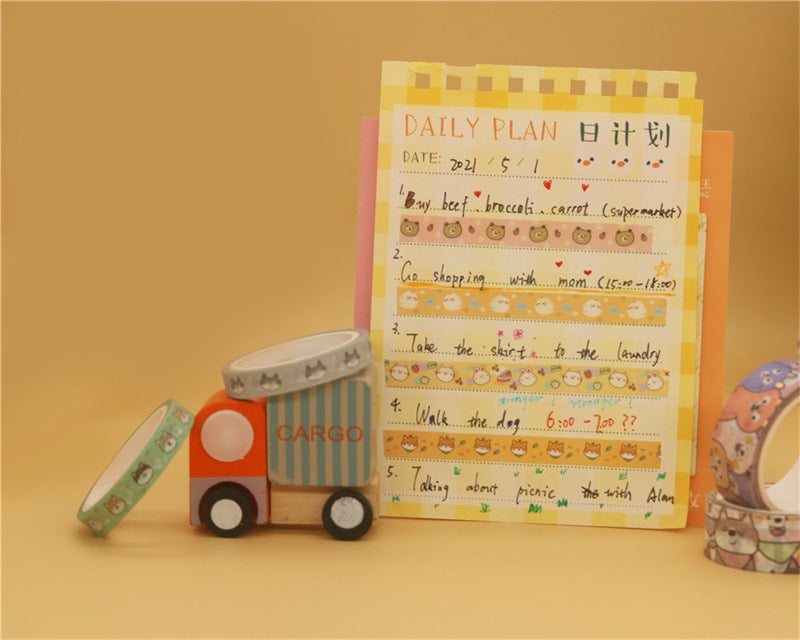 18 pcs/set Kawaii Animals Face Cartoon Washi Tape Set Masking Tapes Scrapbooking Diy Journal Stationery School Supplies Gift