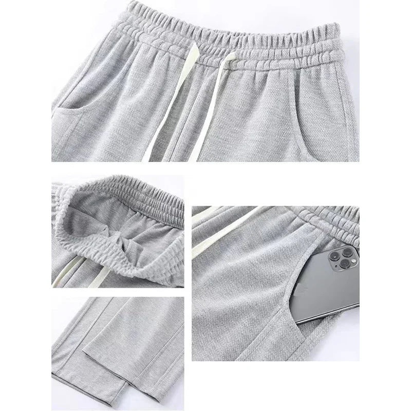 Lady Casual Daily High Waisted Sweatpants Women Drawstring Straight Leg Pants Girls Korean Slim Fit Thin Trousers