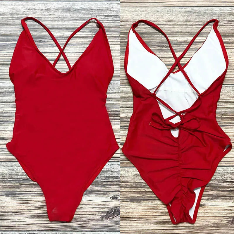 Sexy Padded One Piece Swimsuit Women Swimwear Solid Bathing Suit monokini Swimming Suit Summer Beachwear maillot de bain femme