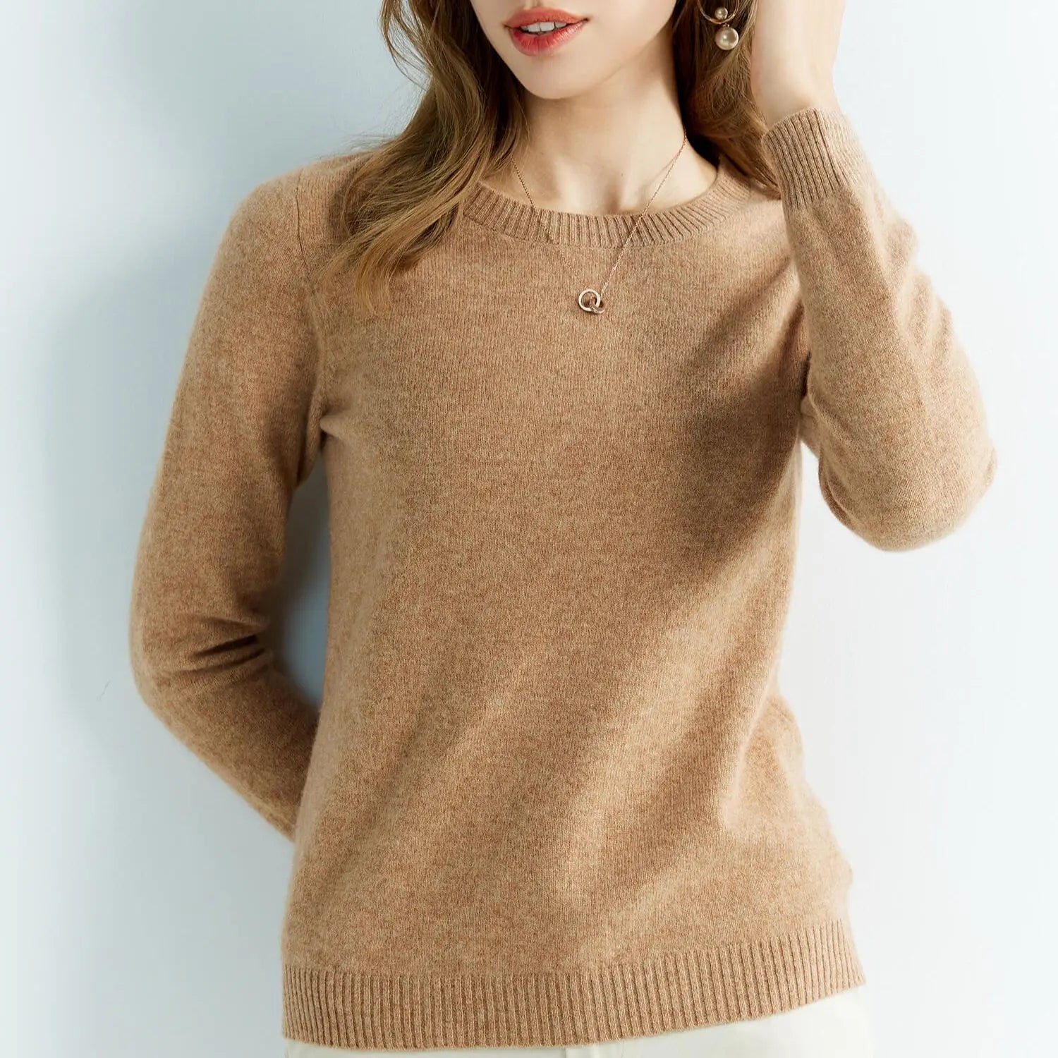 Knitwears Wool Sweaters 100% Merino Wool Knitted Cashmere Sweater Women Spring O-Neck Knit Pullovers Jumpers Clothing Top Female