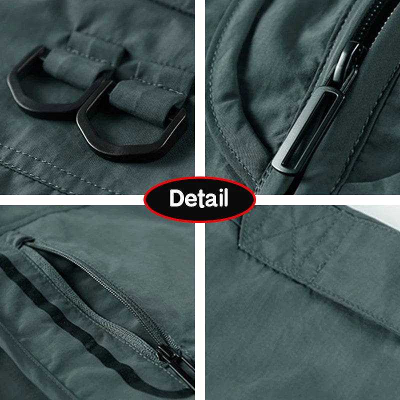 2024 Men Spring Sleeveless Many Pocket Stand Collar Vest Jackets Men Solid Color Outdoors Fishing Cargo Casual Vest Jackets Male