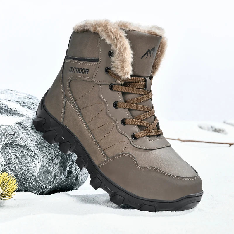 2024 New Winter men boots  Slippers Warm Men Shoes Waterproof Non-Slip Plush Sneakers Male  leather Boots Plus size  48