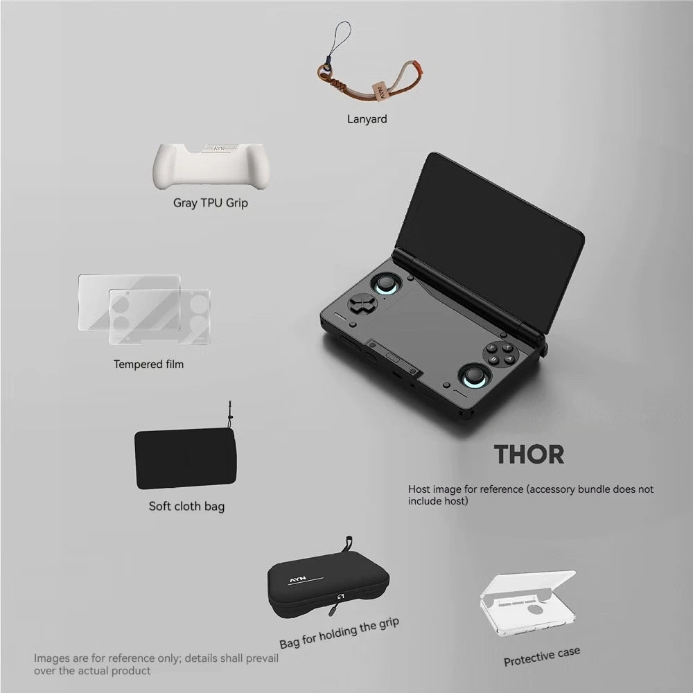 AYN THOR Protective Case Dual Screen Flip Up Handheld Device Gaming Accessories Storage Bag Lanyard Soft Bag For AYN THOR Gifts