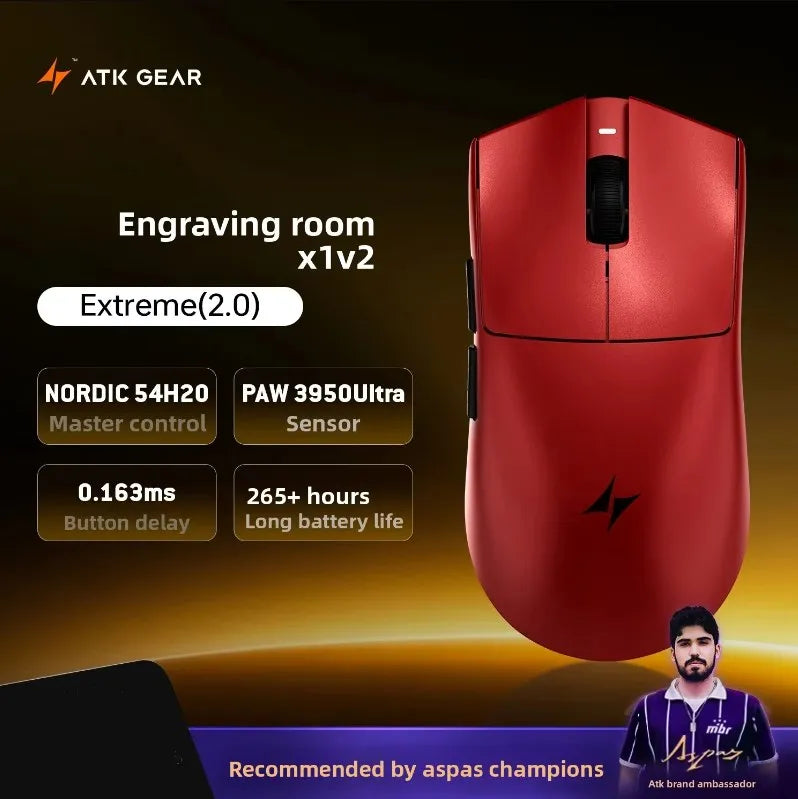 ATK x1v2 Wireless Dual 8K Dual Mode Mouse PAW3395/3950 Ultra  Gaming Mouse ULTRA MAX Ergonomics Accessory Long Batter Life Gamer