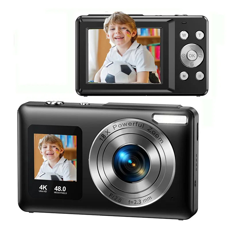 4K Digital Camera Dual Screen Kids Camera 48MP with Autofocus & 16X Zoom Selfie Camera For Teens Children Small Video Camera
