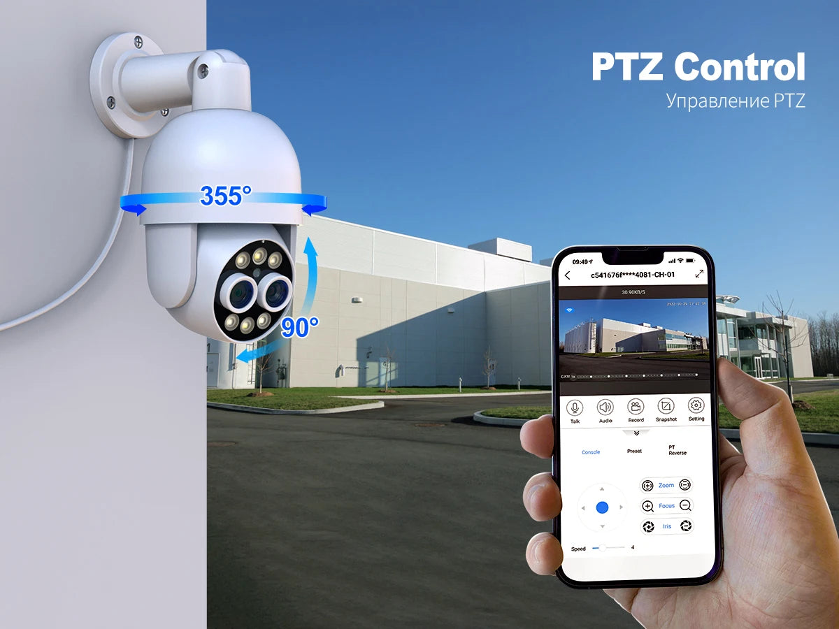 Techage HD 8MP POE IP Camera Outdoor Audio Dual Lens CCTV Video Smart AI Security Camera PTZ Security Surveillance System NVR