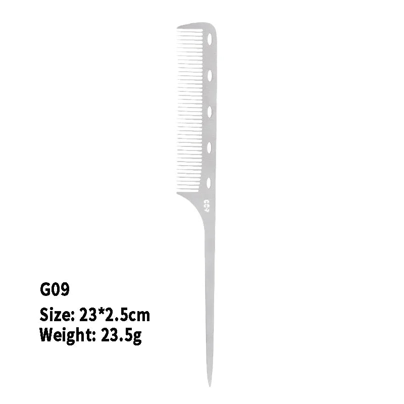 Stainless Steel Silver Metal Barber Comb Professional Hairdressing Salon Combs Detangling Hair Cutting Tools For Men And Women