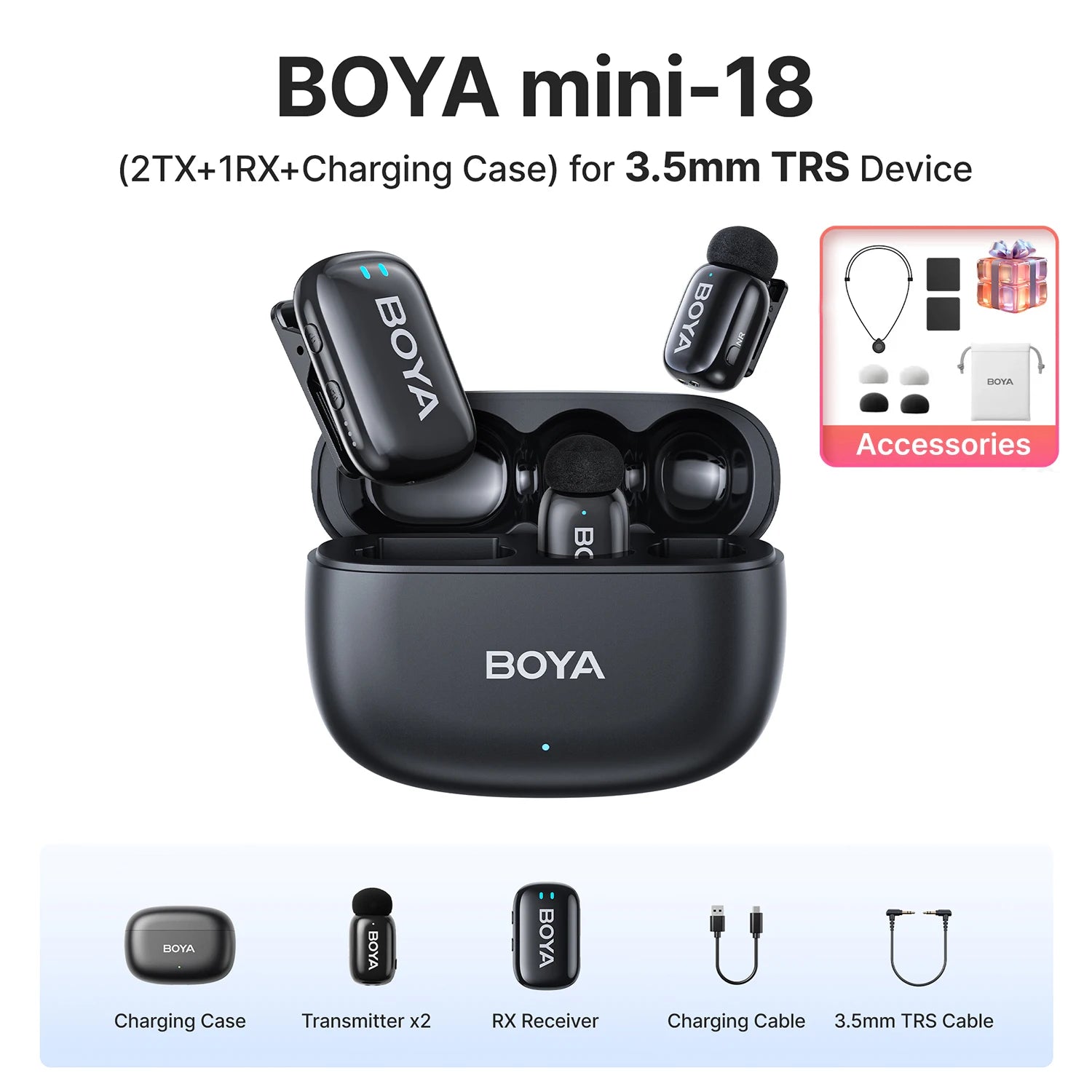 BOYA BOYA Mini Wireless Lavalier Lapel Microphone for iPhone iPad Android Type-C Phone Live Broadcast Audio Video Recording Vlog