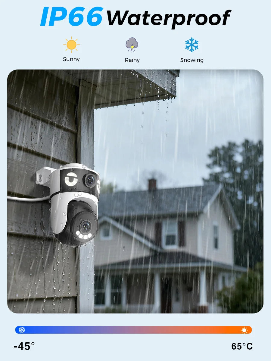 Outdoor 5K 10MP PTZ WiFi Camera Dual 2.4G+5Ghz Dual Lens 8MP 4K HD Dual Screen Auto Tracking Security Surveillance