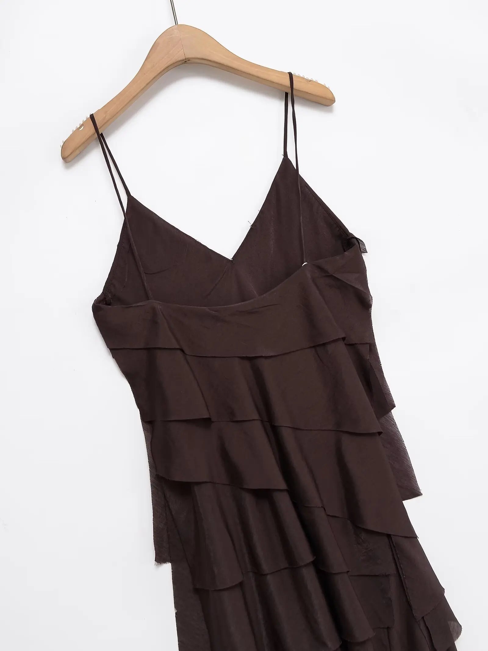 2025 summer new women's casual fashion simple comfortable design layered decorative sling long dress